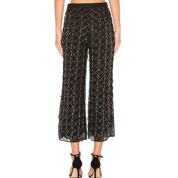 LPA Revolve Beaded Cropped Party Holiday Pant in Black Gunmetal Size XS - Picture 4 of 13
